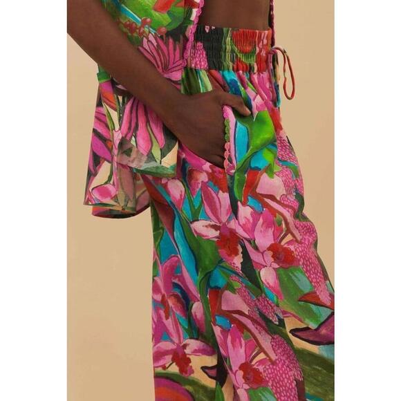 Farm Rio Jardin De Reve Floral Tapered Leg Ankle Pants Women's Size M Multicolor - Picture 5 of 5
